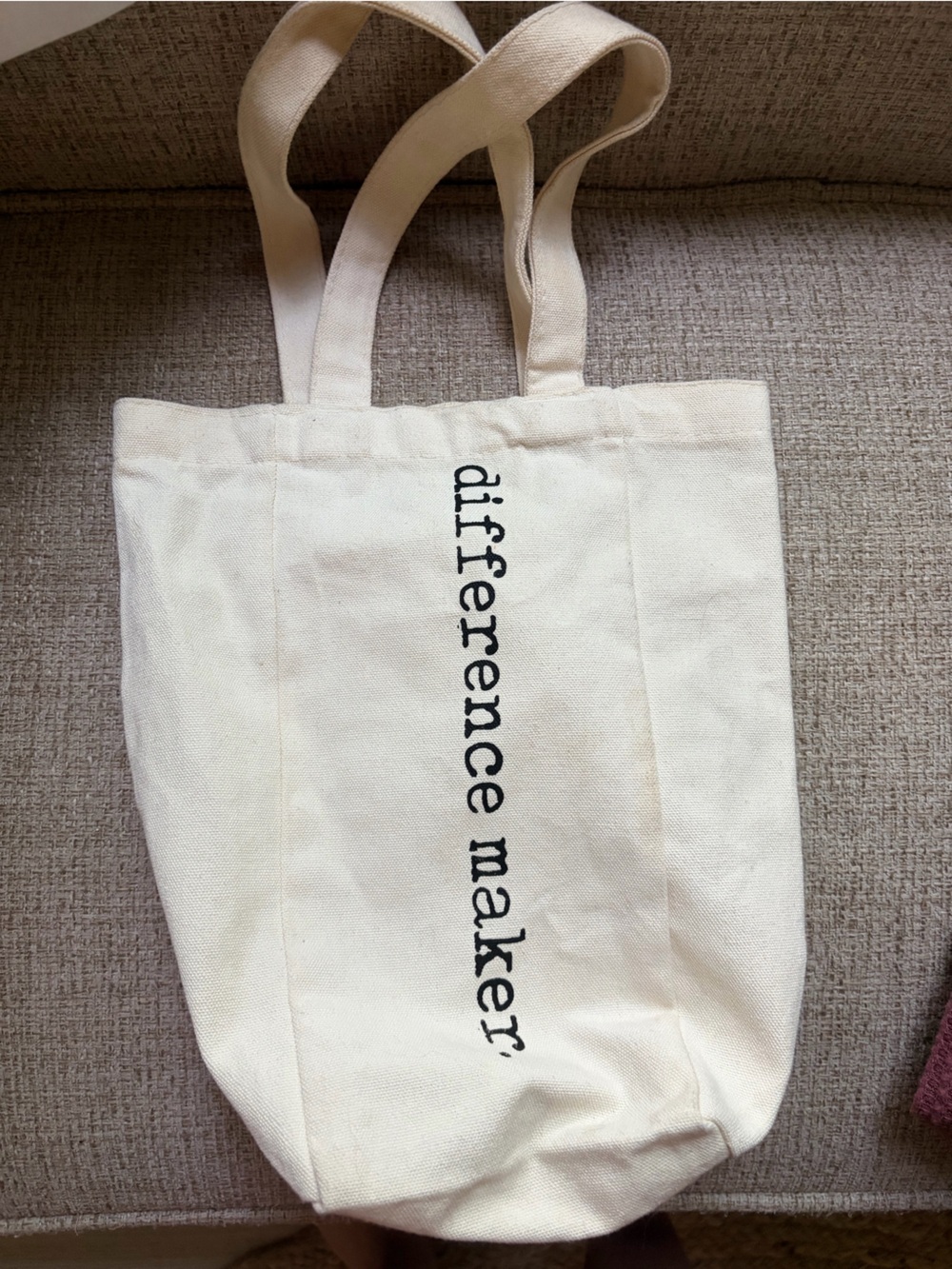 Difference Maker Canvas Tote Bag - Cream